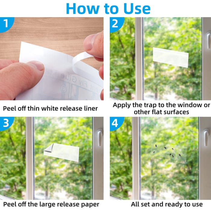 Fly Clear Window Fly Traps Bug Fly Killer Window Decal Non-Toxic